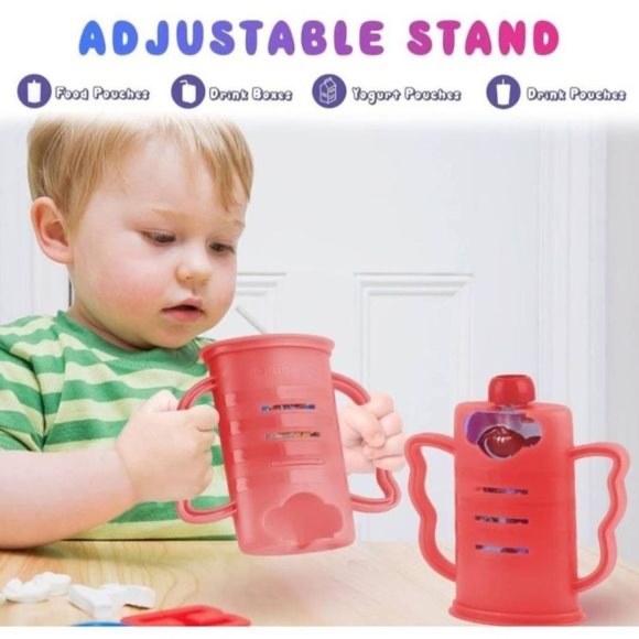 2 Piece Squeeze Proof Holder With Open Bottom For Food Pouches & Juice Box - Picture 11 of 15